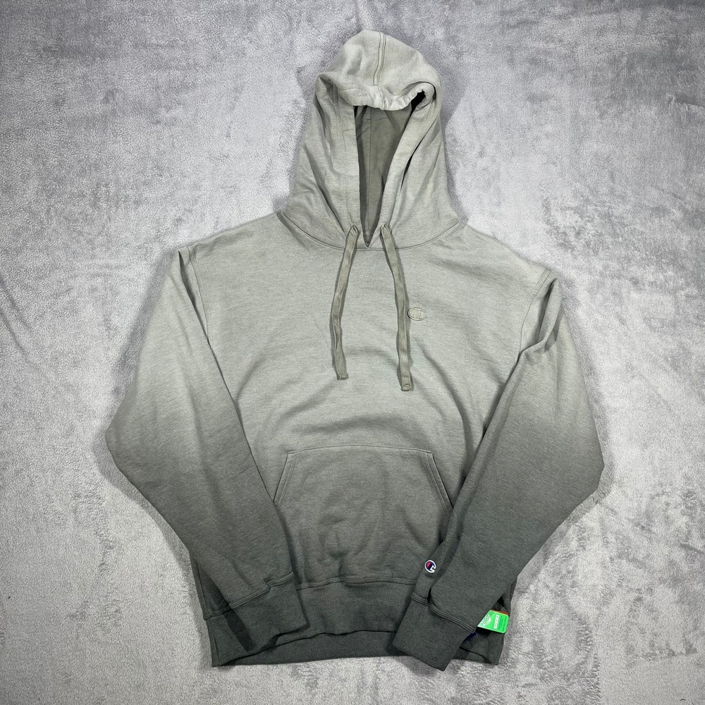 Champion Powerblend Hoodie Mens Large Gray Green Ombre Dip Dye Pullover S5876